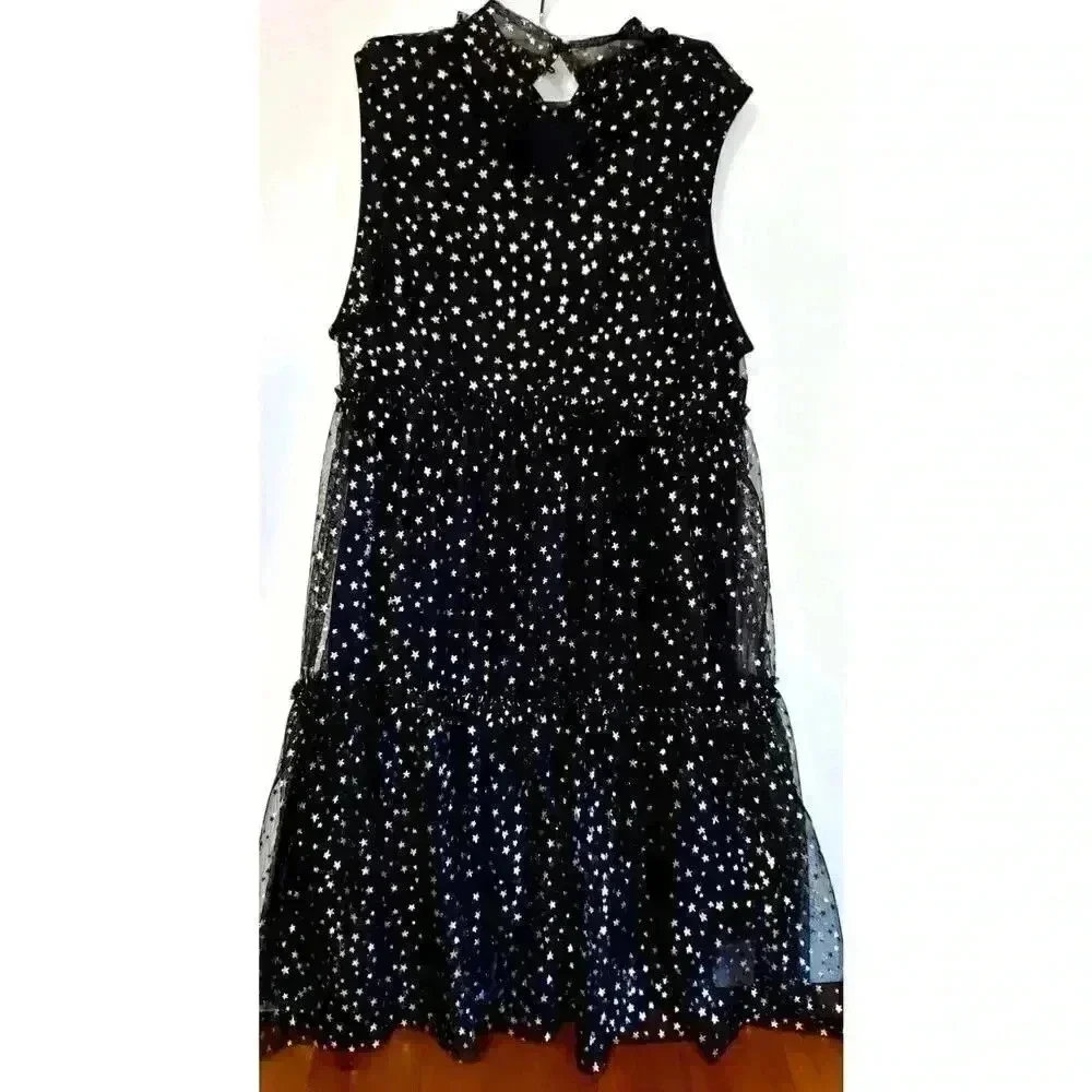 Popsugar sheer sleeveless dress juniors size large‎ black and gold